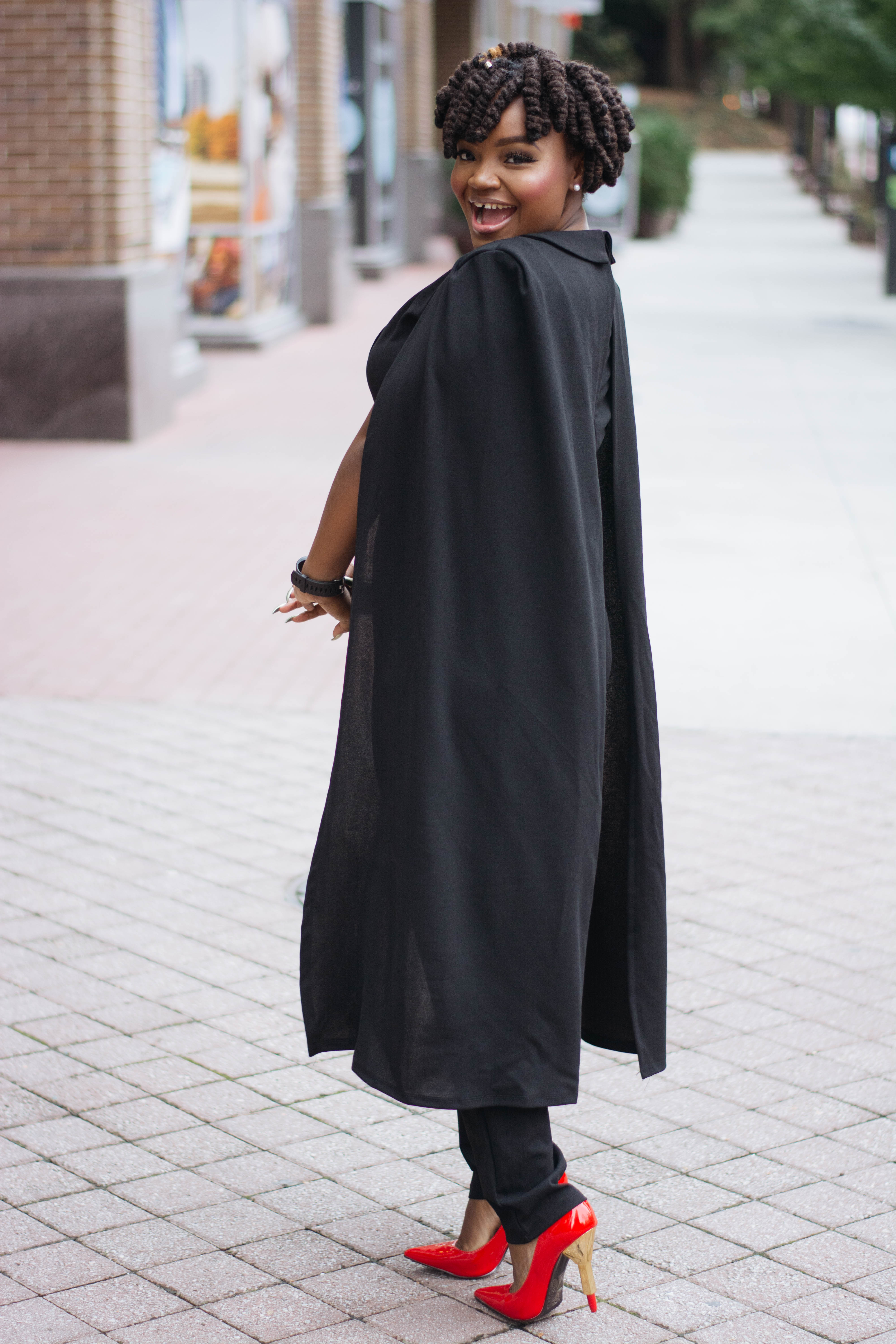 WPS: GLAM NIGHT OUT- BLACK CAPE JUMPSUIT